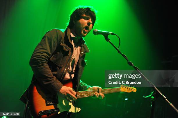Ben Debo of Dexters performs on stage at O2 Shepherd's Bush Empire on March 17, 2013 in London, England.