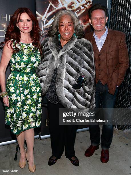 Actress/executive producer Roma Downey, actress Della Reese and executive producer Mark Burnett attend "The Bible Experience" Opening Night Gala at...