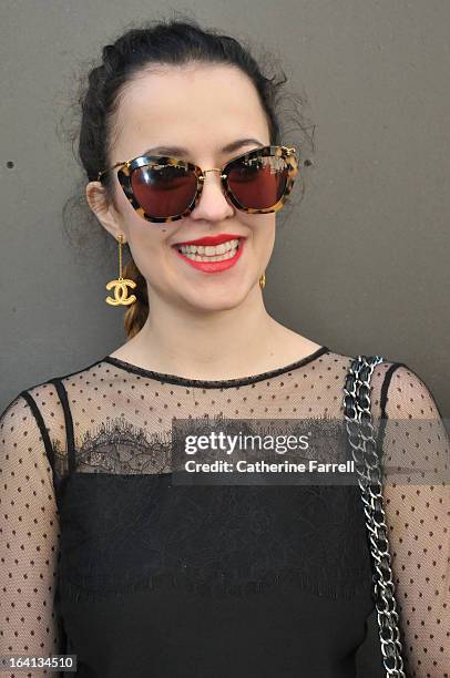 Arabella Goldby Student at Oxford university wearing a monochromatic look comprising a shower of hail top from Topshop, accessorised with Miu Miu...