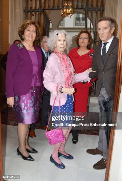 Dukes of Alba Cayetana Fitz-James Stuart and Alfonso Diez attends lunch at Isabel Cobo and Carmen Cobo sister's home on March 17, 2013 in Seville,...