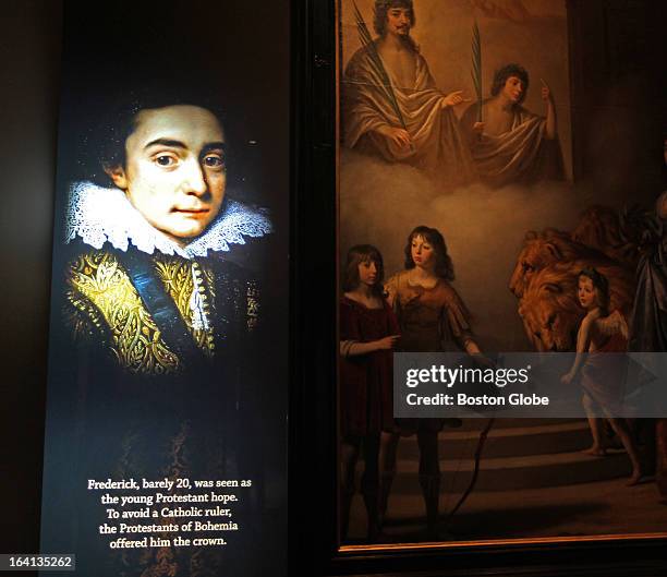 Detail of the video on the left. The MFA is unveiling a very large 17th century dutch painting "Triumph of the Winter Queen: Allegory of the Just" ,...
