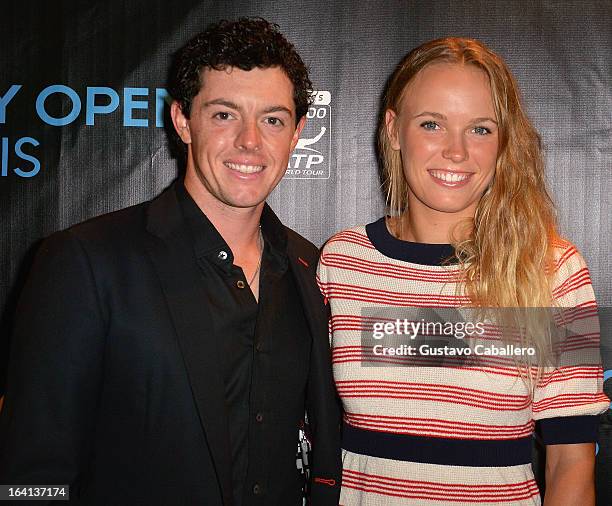 Rory McIlroy and Caroline Wozniacki arrives at Sony Open Player Party 2013 at JW Marriott Marquis on March 19, 2013 in Miami, Florida.