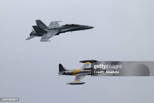 And Lockheed T-33 perform during the 74th Canadian International Air Show in Toronto, Canada on September 2, 2023.
