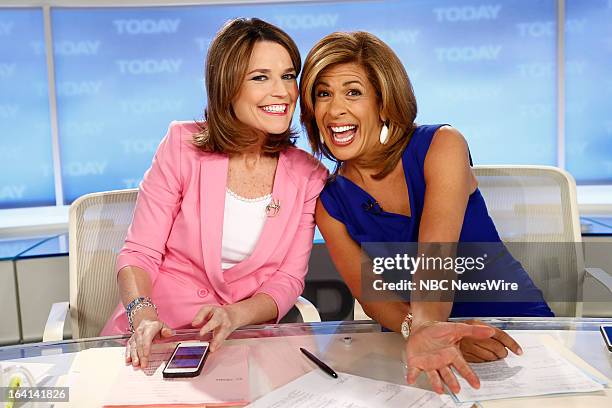 News' Savannah Guthrie and Hoda Kotb appear on NBC News' "Today" show on March 20, 2013 --