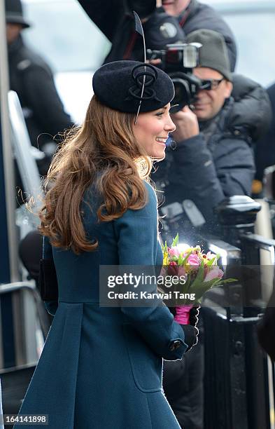 Catherine, Duchess of Cambridge visits Baker Street Underground Station to mark the 150th anniversary of the London Underground on March 20, 2013 in...