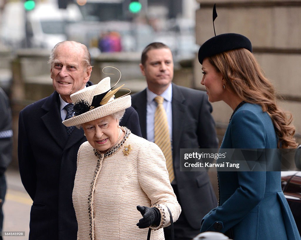 The Queen, Duke Of Edinburgh & Catherine, Duchess of Cambridge Visit Baker Street Underground Station