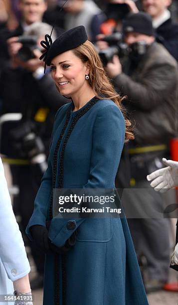 Catherine, Duchess of Cambridge visits Baker Street Underground Station to mark the 150th anniversary of the London Underground on March 20, 2013 in...