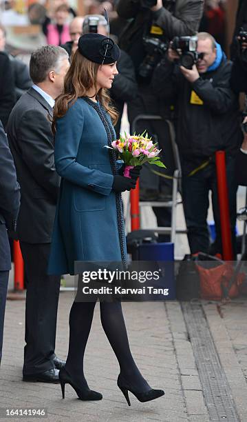 Catherine, Duchess of Cambridge visits Baker Street Underground Station to mark the 150th anniversary of the London Underground on March 20, 2013 in...