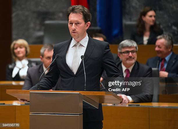 Gregor Virant swears in as a Minister of the Interior after the Parliament confirmed Slovenian Prime Minister's cabinet list on March 20, 2013 in...