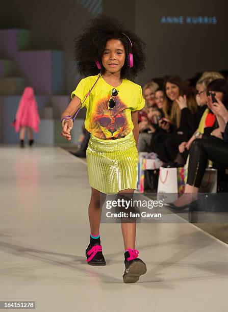 Model wearing Anne Kurris Spring/Summer '13 walks the runway at the Global Kids Fashion Week SS13 public show in aid of Kids Company at The...