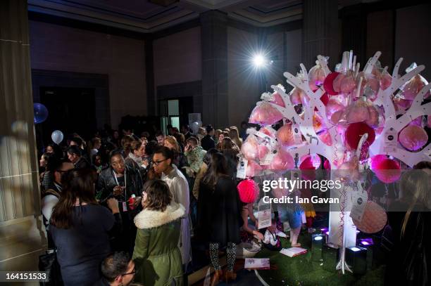 General view during the Global Kids Fashion Week SS13 public show after party in aid of Kids Company at The Freemason's Hall on March 20, 2013 in...