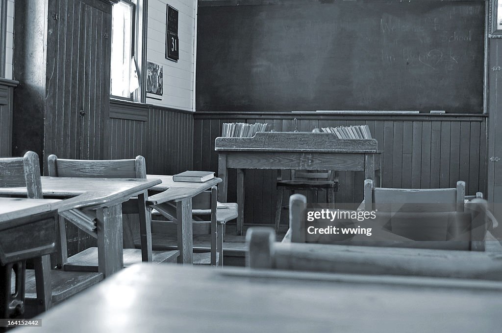 Vintage Classroom in Black and White