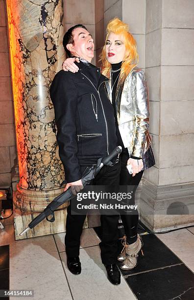 Marc Almond and Pam Hogg attend the private view of the 'David Bowie Is' exhibition at the Victoria And Albert Museum at Victoria & Albert Museum on...