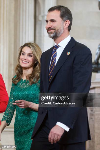 Prince Felipe of Spain and Princess Letizia of Spain receive International Olympic Committee Evaluation Commission Team for a dinner at the Royal...