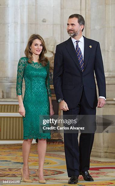 Prince Felipe of Spain and Princess Letizia of Spain receive International Olympic Committee Evaluation Commission Team for a dinner at the Royal...