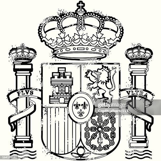 ilustraciones, imágenes clip art, dibujos animados e iconos de stock de protector de bandera española - escudo de armas
