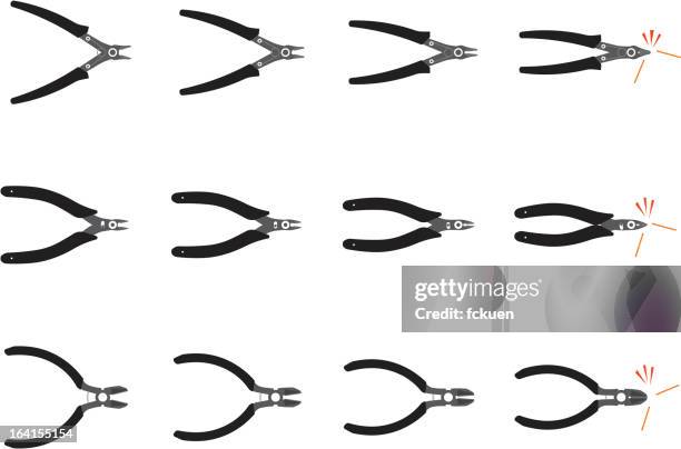 stockillustraties, clipart, cartoons en iconen met diagonal cutter silhouette set - draadtang