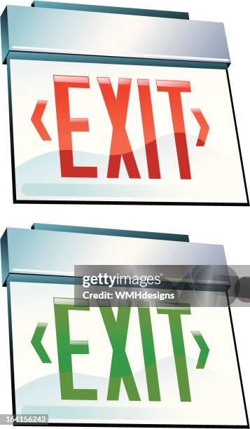 exit signs - exit sign vector stock illustrations