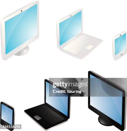 Three Computers High-Res Vector Graphic - Getty Images
