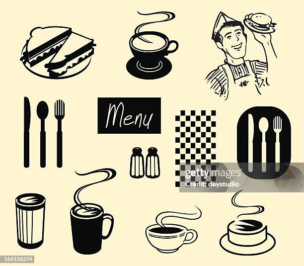 diner icons - salt and pepper shaker stock illustrations