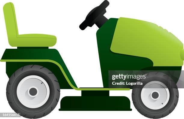 ilustraciones, imágenes clip art, dibujos animados e iconos de stock de paseo en cortacésped - tractor cortacésped