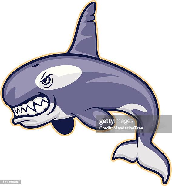 killer whale mascot - cartoon whale stock illustrations