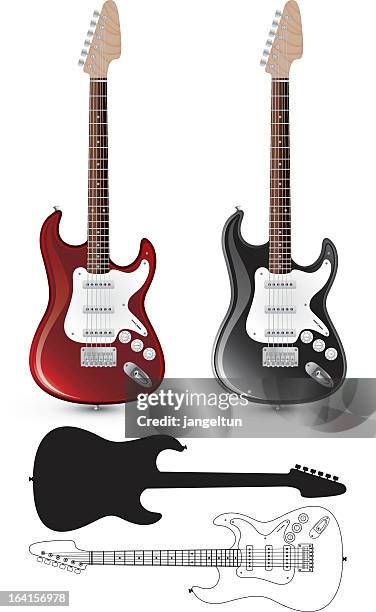 stockillustraties, clipart, cartoons en iconen met different electric guitar styles - gitaar