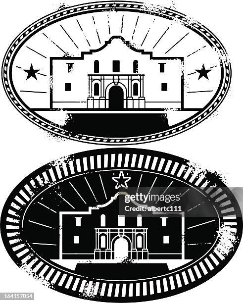 remember the alamo stamp - mission texas stock illustrations