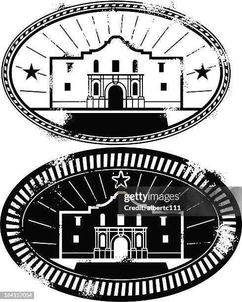 remember the alamo stamp - alamo san antonio stock illustrations