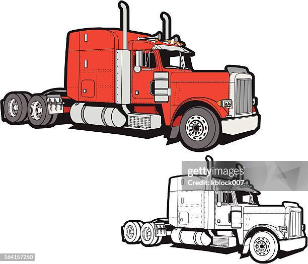 semi-truck - trucker stock-grafiken, -clipart, -cartoons und -symbole