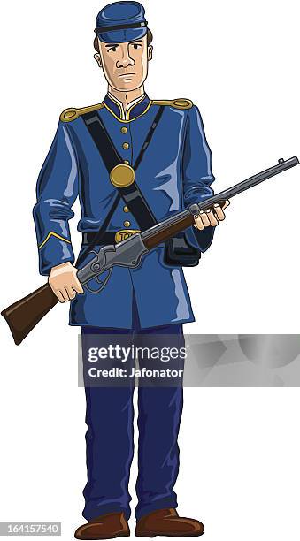 amerikanischer bürgerkrieg soldat - sezessionskrieg stock-grafiken, -clipart, -cartoons und -symbole