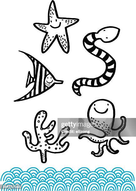 ocean deep creatures - sea snake stock illustrations