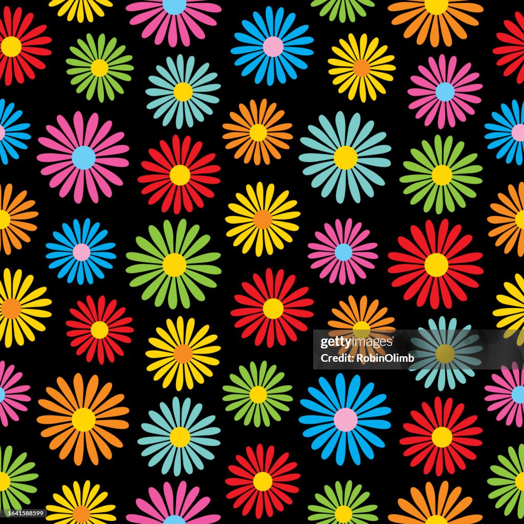 Multi Colored Daisies Seamless Pattern