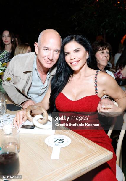 Jeff Bezos and honoree Lauren Sánchez attend the TIAH 5th Anniversary Soiree at Private Residence on August 26, 2023 in Los Angeles, California.