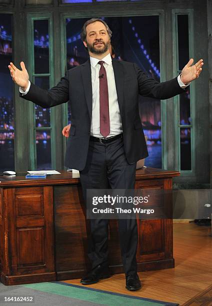 Judd Apatow visits "Late Night With Jimmy Fallon" at Rockefeller Center on March 20, 2013 in New York City.