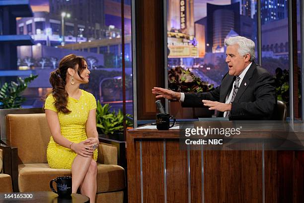 Episode 4428 -- Pictured: Actress Vanessa Hudgens during an interview with host Jay Leno on March 20, 2013 --