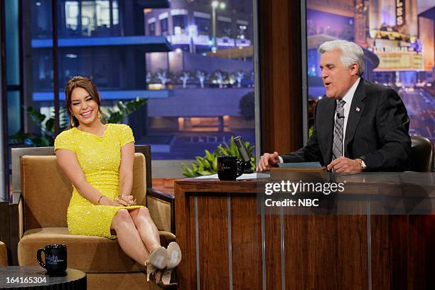 Episode 4428 -- Pictured: Actress Vanessa Hudgens during an interview with host Jay Leno on March 20, 2013 --