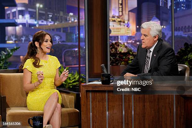 Episode 4428 -- Pictured: Actress Vanessa Hudgens during an interview with host Jay Leno on March 20, 2013 --