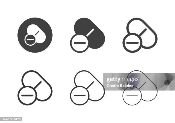 pills icons - multi series - drug addiction icons stock illustrations