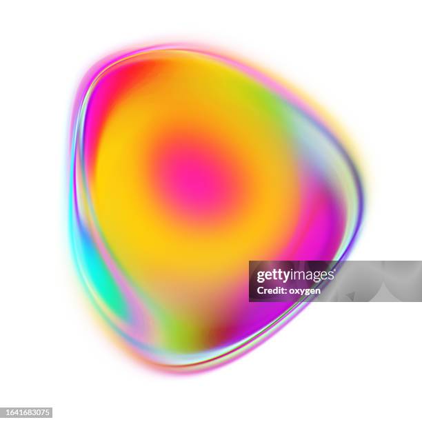 colorful blurred abstract shape flow blend yellow pink aura metal gradient on white - amoeba stock-fotos und bilder
