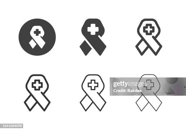 ilustrações de stock, clip art, desenhos animados e ícones de hiv healthcare ribbon icons - multi series - aids awareness ribbon