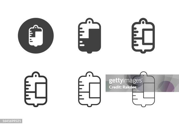 stockillustraties, clipart, cartoons en iconen met saline drip icons - multi series - infuus met een fysiologische zoutoplossing