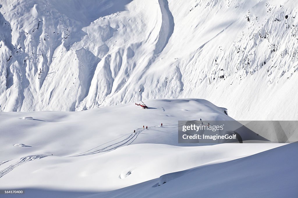 Powder Ski Tracks on Glacier