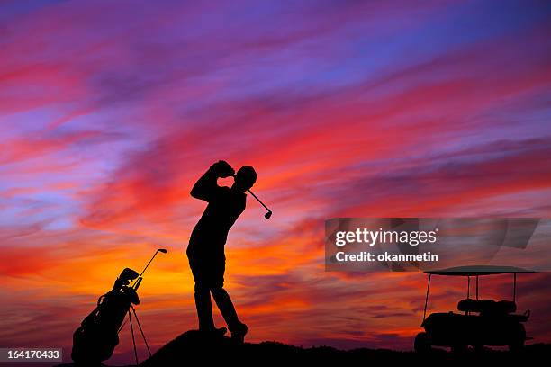 golf player - golfer sunset stock pictures, royalty-free photos & images