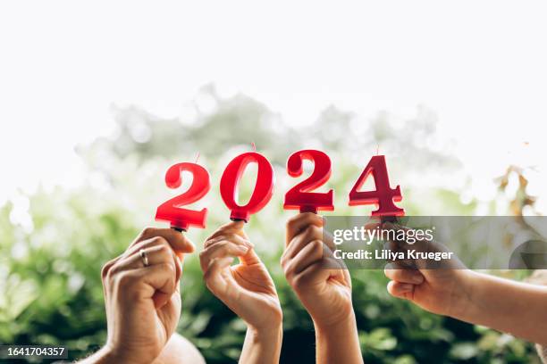 happy new year 2024. - happy new month stockfoto's en -beelden