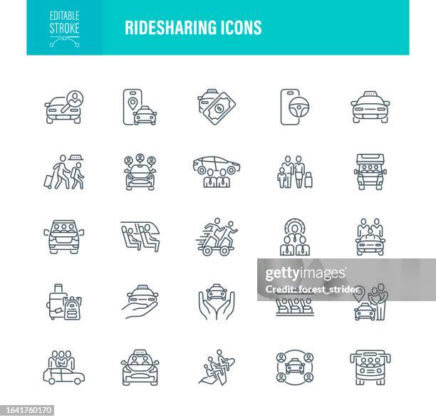 ridesharing icons editable stroke - rental assistance stock illustrations