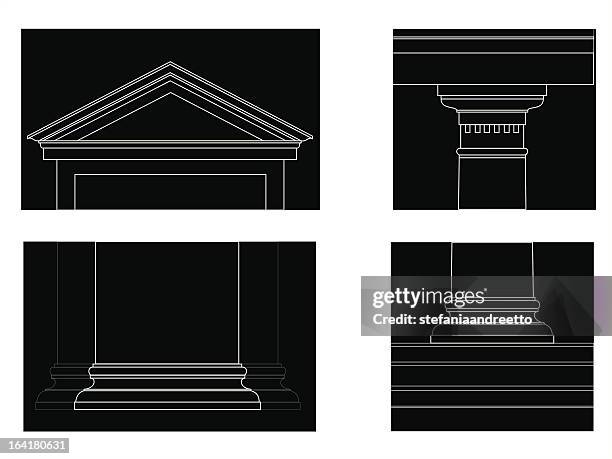 the similar doric order - pediment stock illustrations