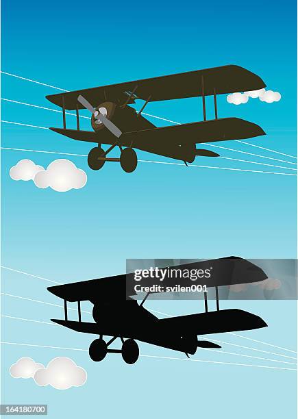 old biplane - 1930 1939 aviator stock illustrations