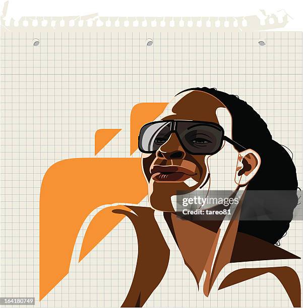 abstract portrait of black girl with hip sunglasses - 18 19 years stock illustrations