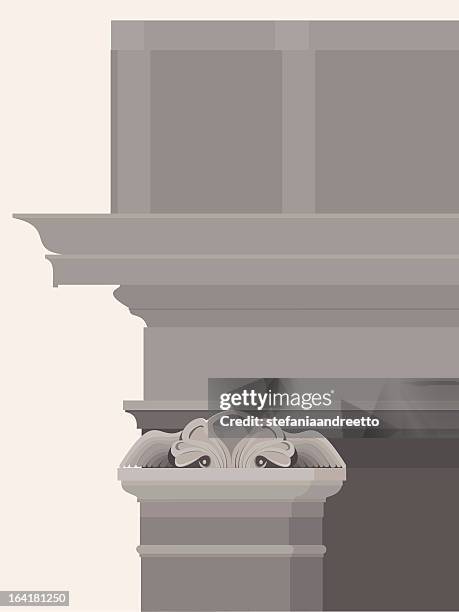 entablature with columns, capitals and moldings - corinthian column stock illustrations